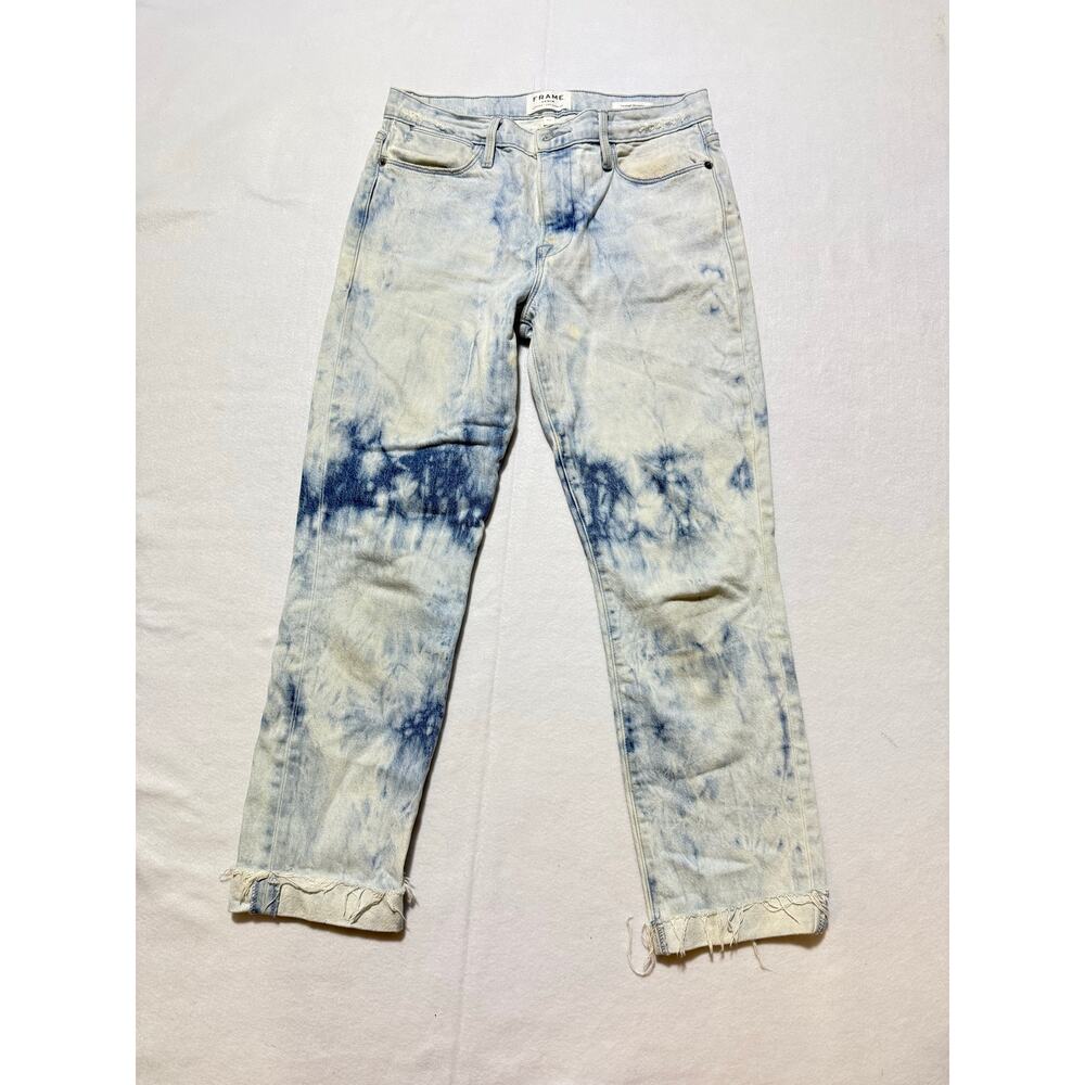 Frame Le High Straight Cloud Blue Tie Dye Acid Wash Jeans Women’s Size 27